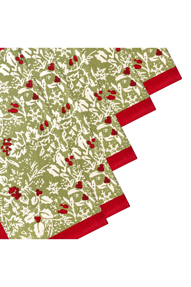 Baies de houx Napkins, Alternate, color, Red/Green 19" x 19"
