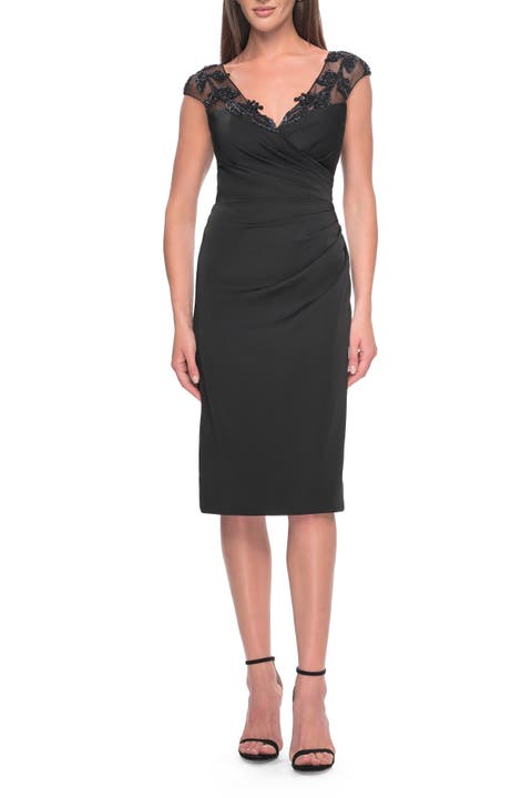 Short Satin Evening Dress with Beaded Details