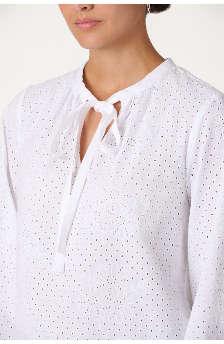 Shoshanna Classic Cotton Eylet Ollie Top, Alternate, color, Optic