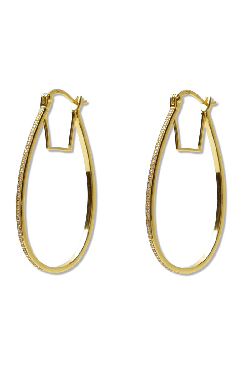 Cubic Zirconia Oval Bridge Hoop Earrings, Main, color, GOLD