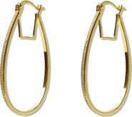 Argento Vivo Sterling Silver Cubic Zirconia Oval Bridge Hoop Earrings