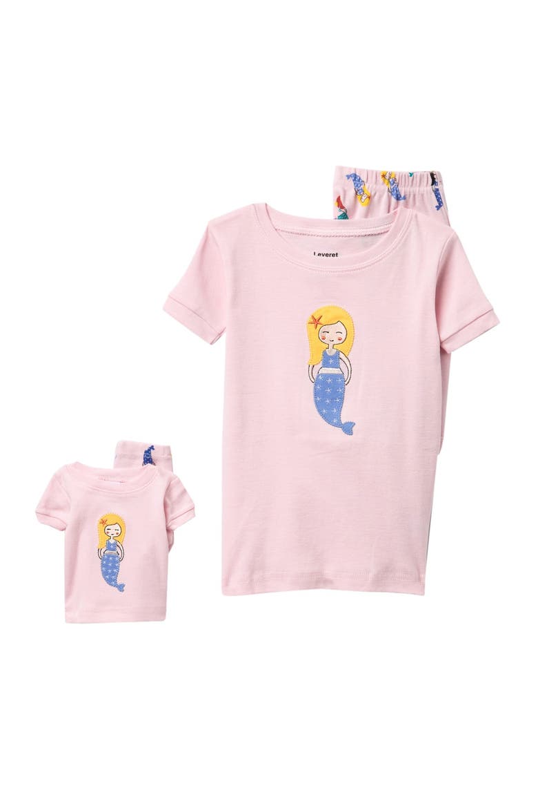 Girls Matching Doll Short Printed Cotton Pajamas, Alternate, color, MULTI