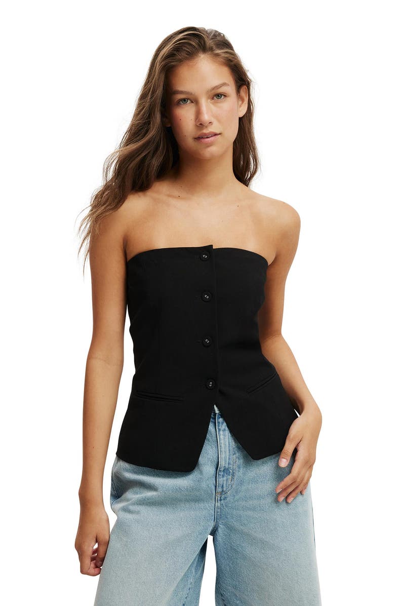 Cotton On Women's Luis Strapless Suiting Vest, Main, color,