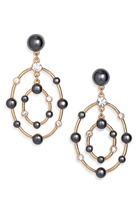 Orbital Faux Pearl & Crystal Drop Earrings