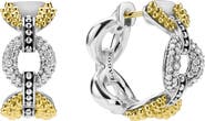 LAGOS Caviar Lux 2-Tone Petite Link Diamond Hoop Earrings