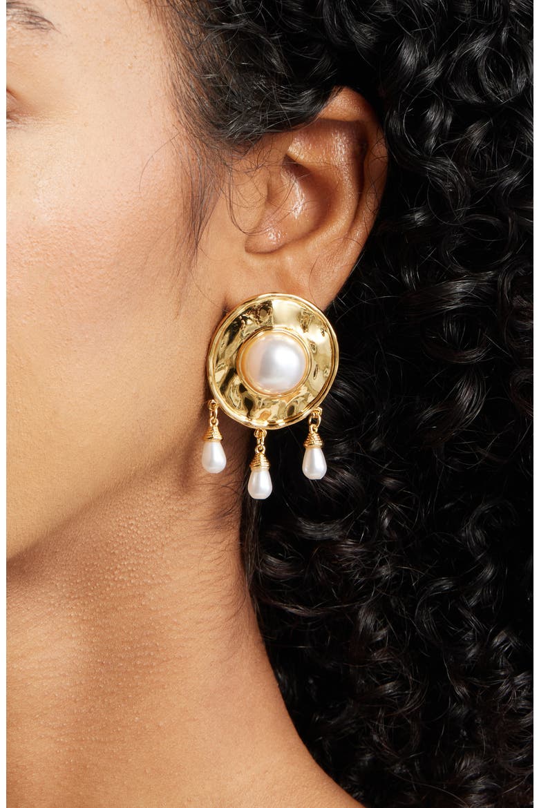 Athens Drop Earrings, Alternate, color, GOLD
