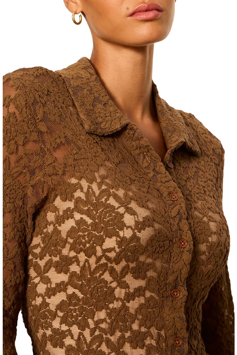 Dreamer Lace Shirt, Alternate, color, COCOA POWDER BROWN