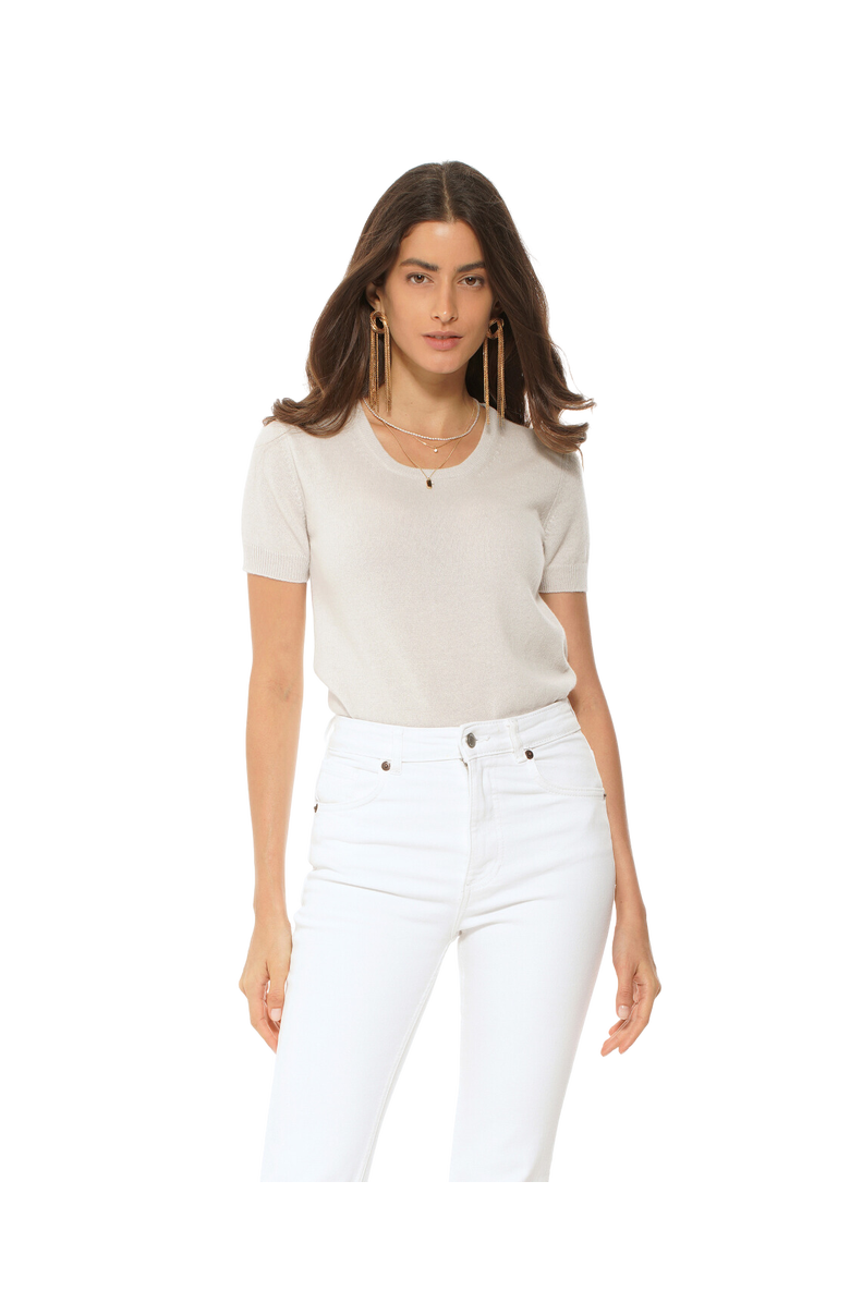 Monticelli Cashmere Pure Cashmere Featherlight Knit Tee, Alternate, color, Charcoal