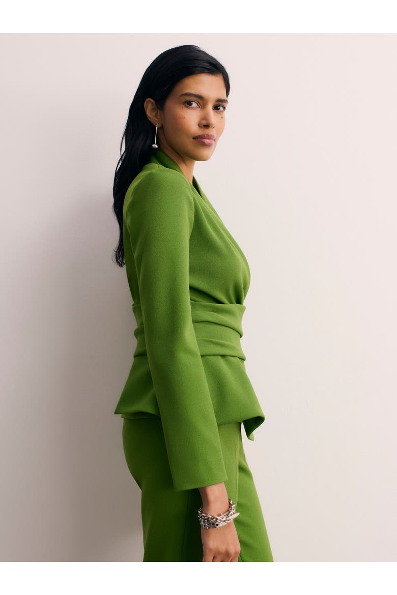 Sculpted Wrap Blouse Tailored Waist, Alternate, color, Green