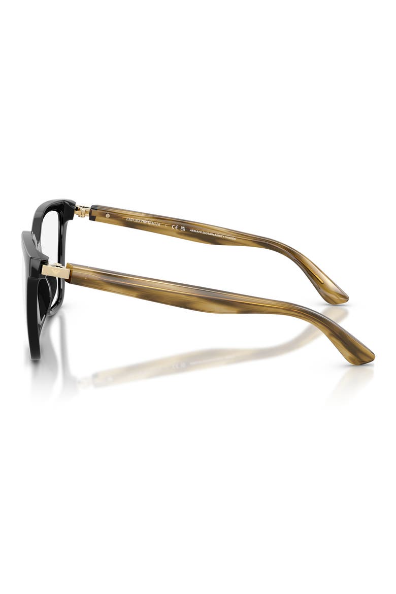 52mm Cat Eye Optical Glasses, Alternate, color, SHINY BLACK / BROWN / CLEAR