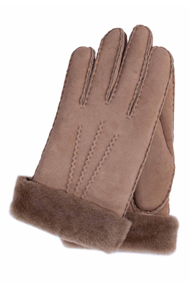 Hand-Sewn Premium Lamb Fur Gloves, Main, color, nougat