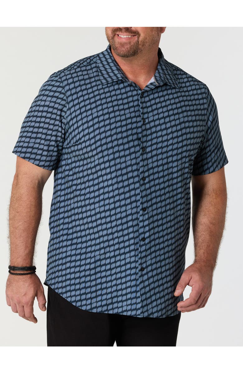 Perry Ellis Big & Tall Hash Mark Sport Shirt, Main, color, Dark Sapphire