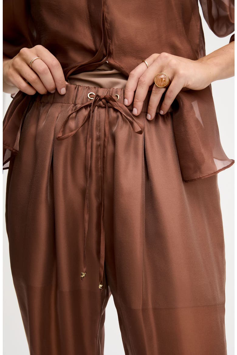 Sheer Drawstring Pants, Alternate, color, MOCHA