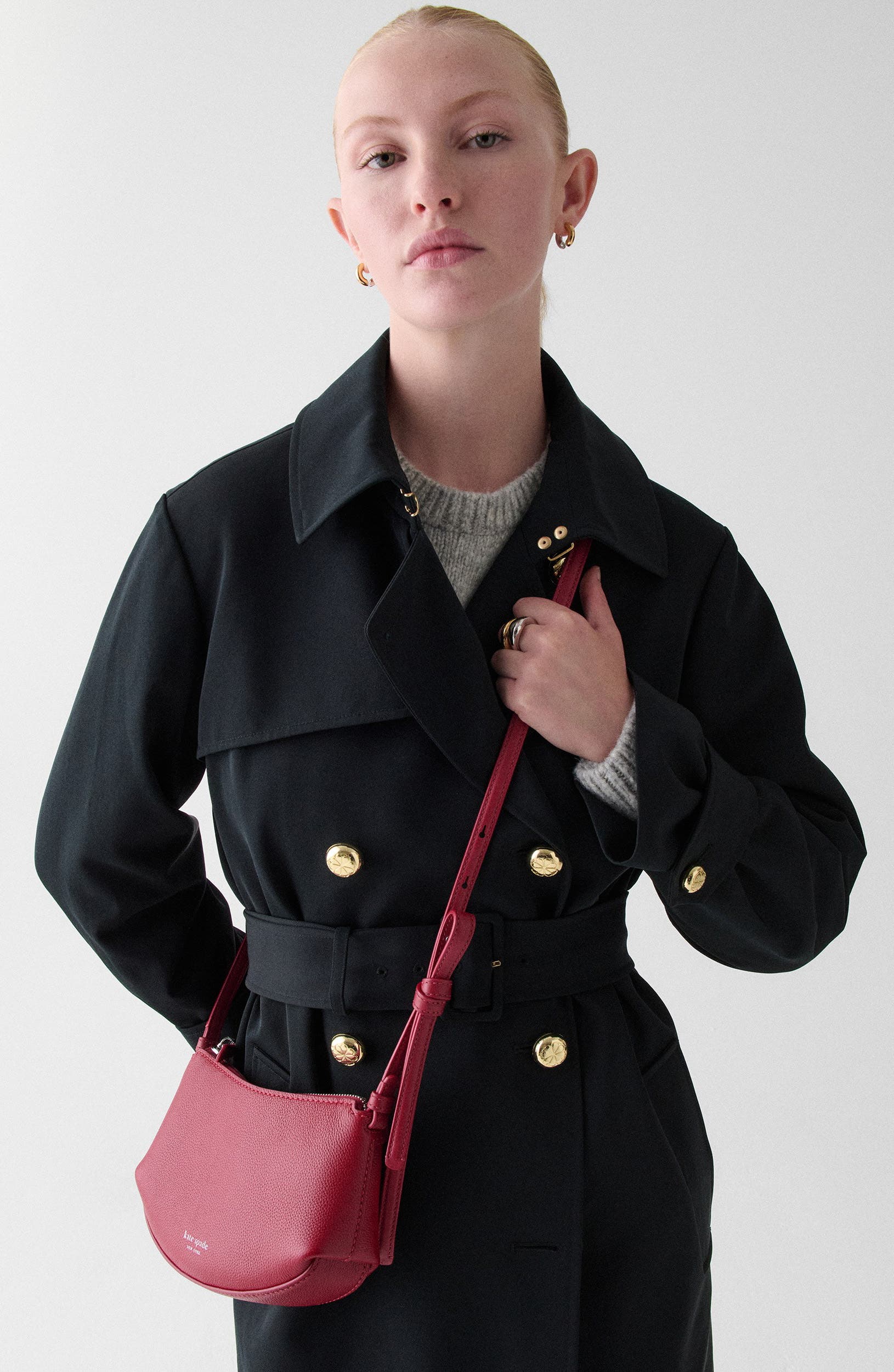 loop pebble leather crossbody bag, Alternate, color, RED JAM