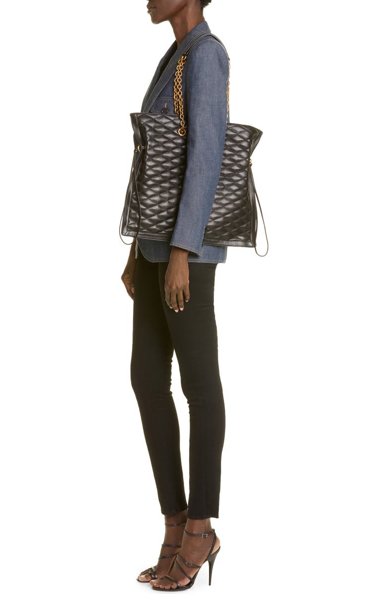 Saint Laurent Matelassé Lambskin Leather Tote, Alternate, color,