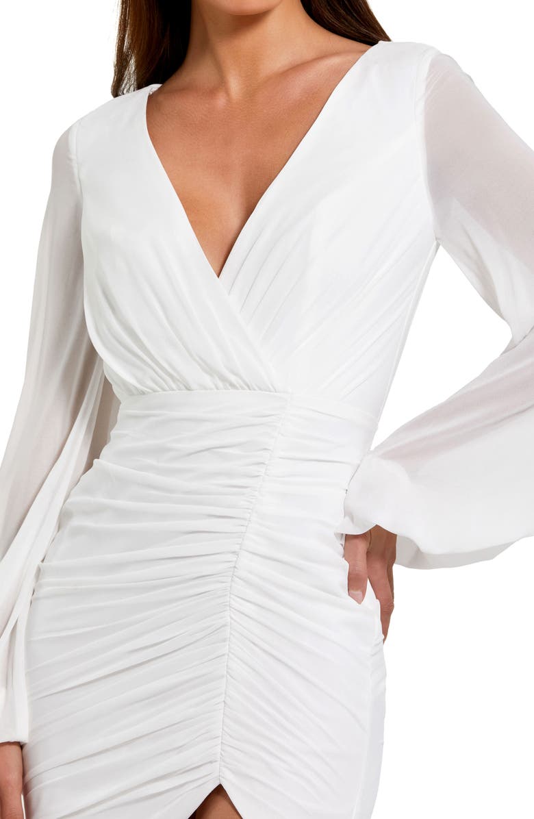 Mac Duggal Ruched Long Sleeve Chiffon Cocktail Minidress, Alternate, color, 