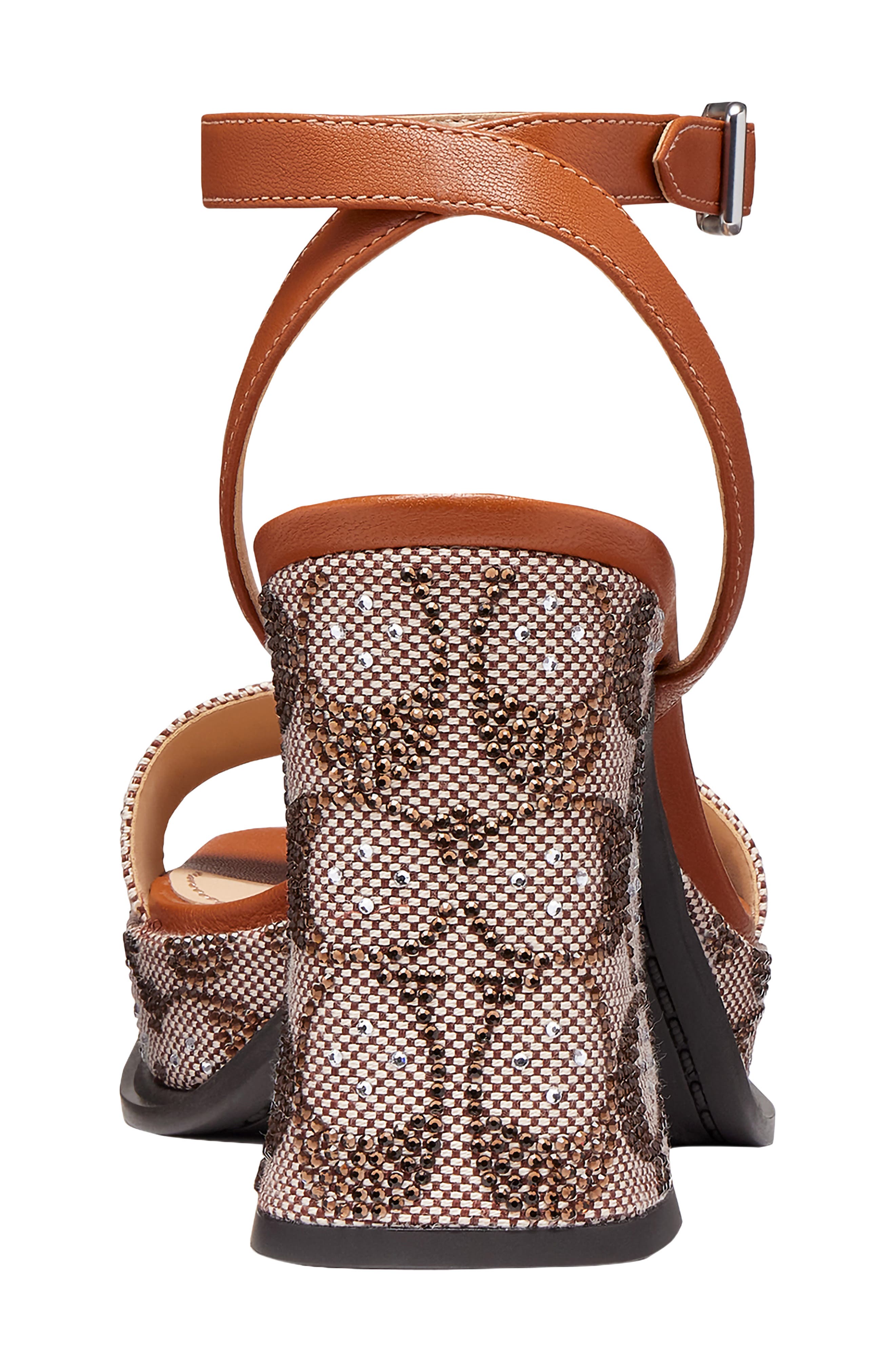 COACH Crystal Signature Jacquard Ankle Strap Platform Sandal, Alternate, color, Cocoa/ Burnished Amber