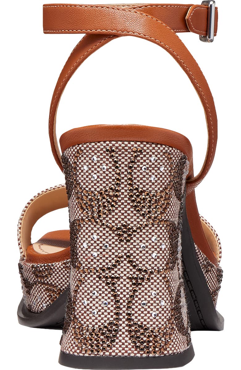 COACH Crystal Signature Jacquard Ankle Strap Platform Sandal, Alternate, color, Cocoa/ Burnished Amber
