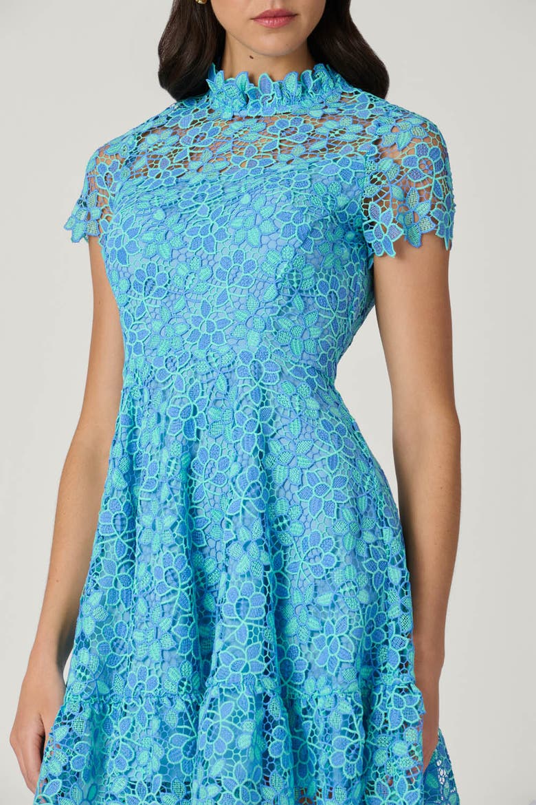 Harlow Londrina Lace Dress, Alternate, color, Vista Blue/Bright Mint