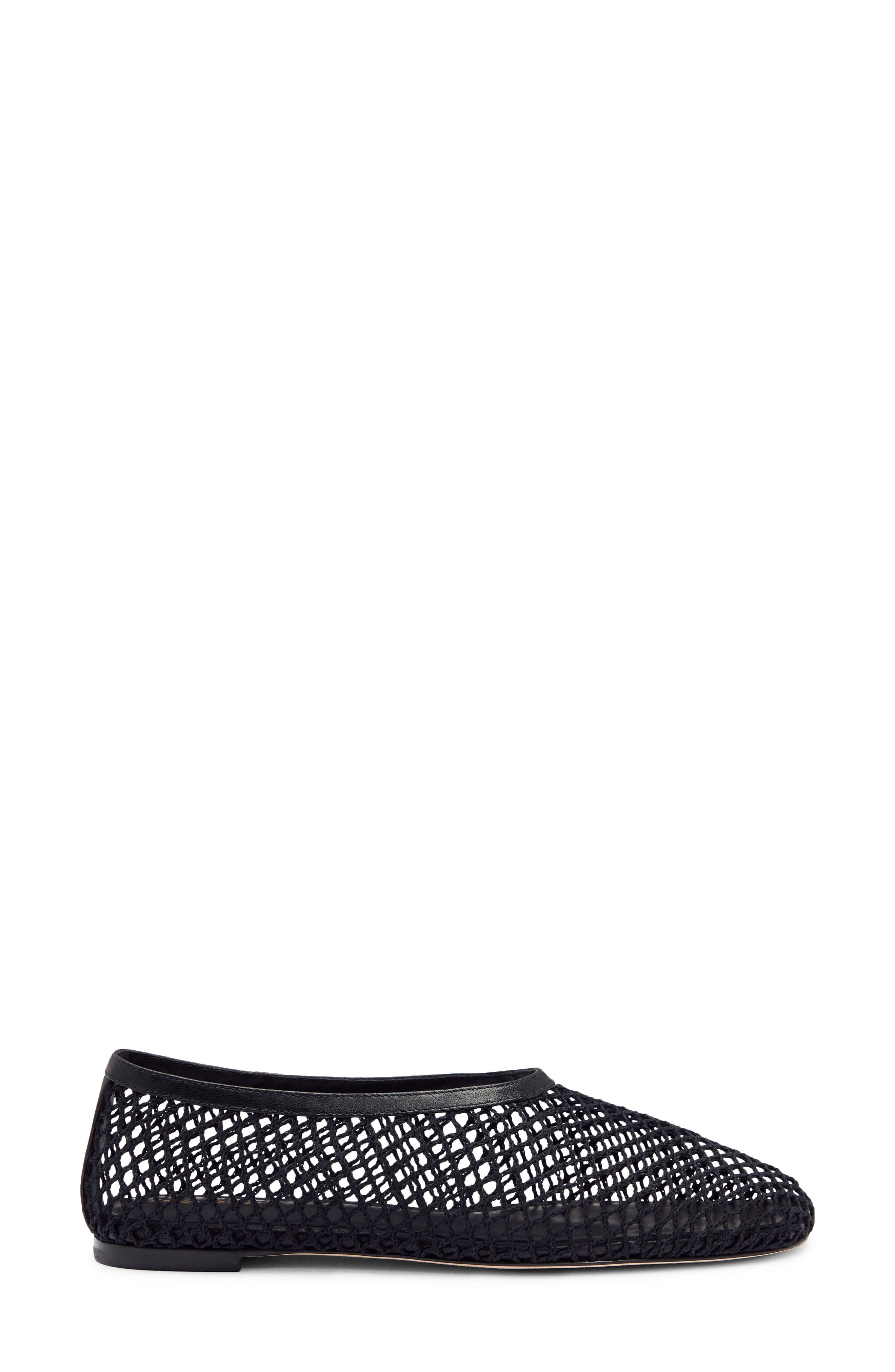 Reformation Britt Mesh Ballet Flat, Alternate, color, Black Crochet