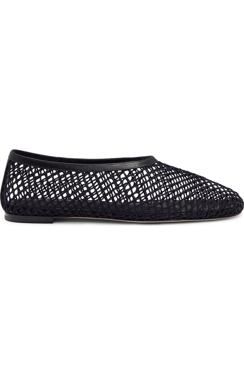 Reformation Britt Mesh Ballet Flat, Alternate, color, Black Crochet