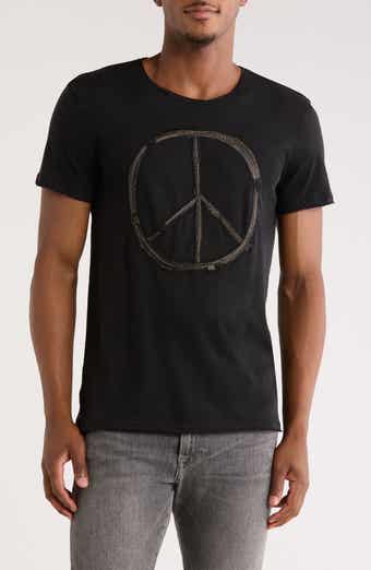 John Varvatos Peace Sign Raw Edge Cotton Graphic T-Shirt