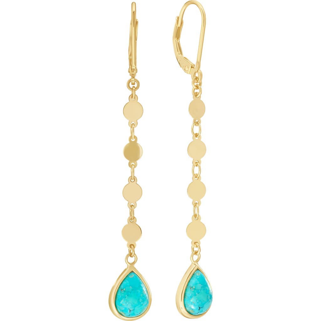 Athra Luxe Flat Disc Turquoise Drop Earrings In Multi