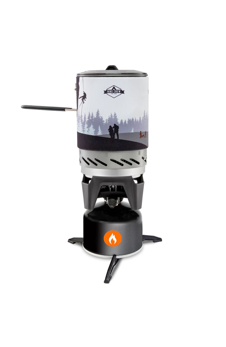 Hike Crew Portable Stove & Cooking System with 1L Pot, Compact Propane Stove Cooktop with Handle, Main, color, Black