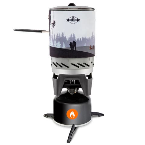 Portable Stove & Cooking System with 1L Pot, Compact Propane Stove Cooktop with Handle