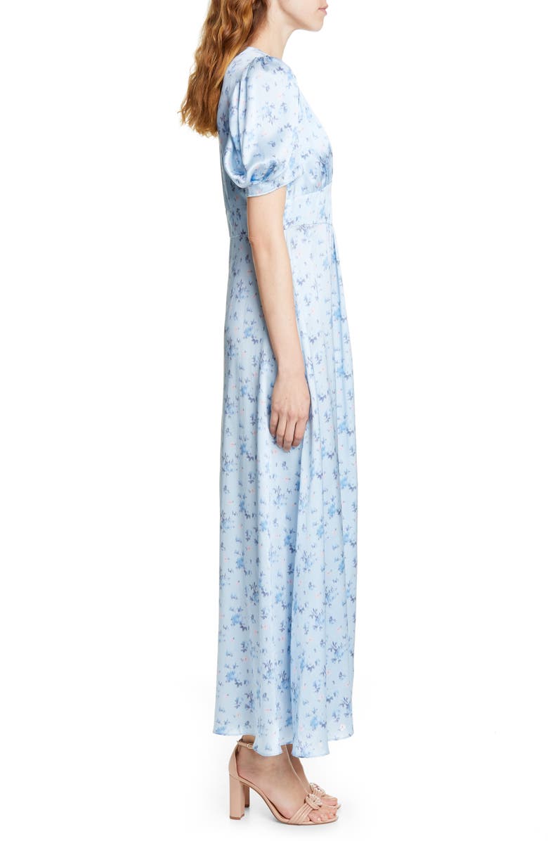 LoveShackFancy Stacy Floral Print Silk Maxi Dress, Alternate, color, 