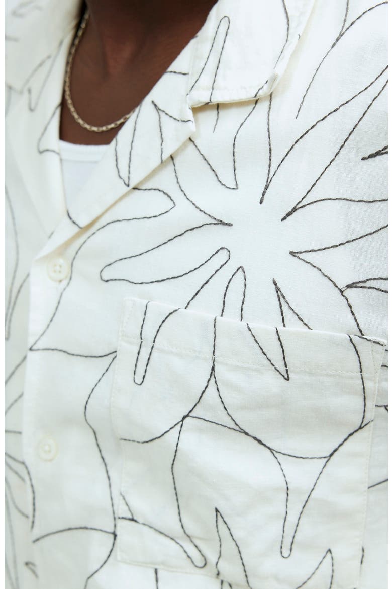 Easy Embroidered Short-Sleeve Shirt, Alternate, color, ANTIQUE CREAM