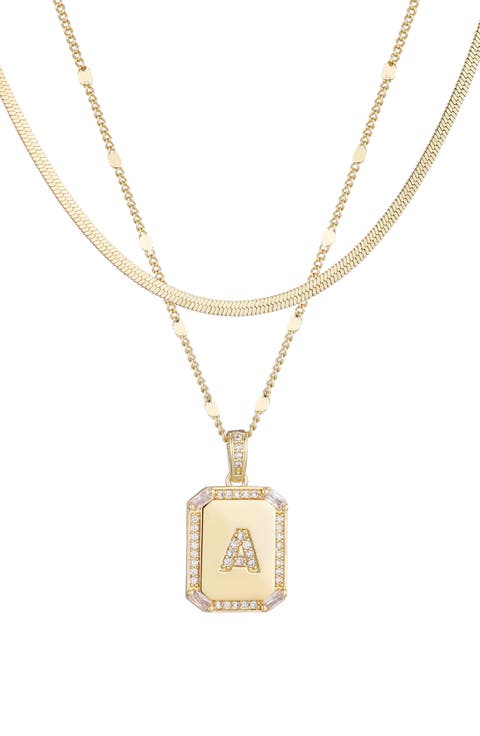 Initial Tag Pendant Necklace