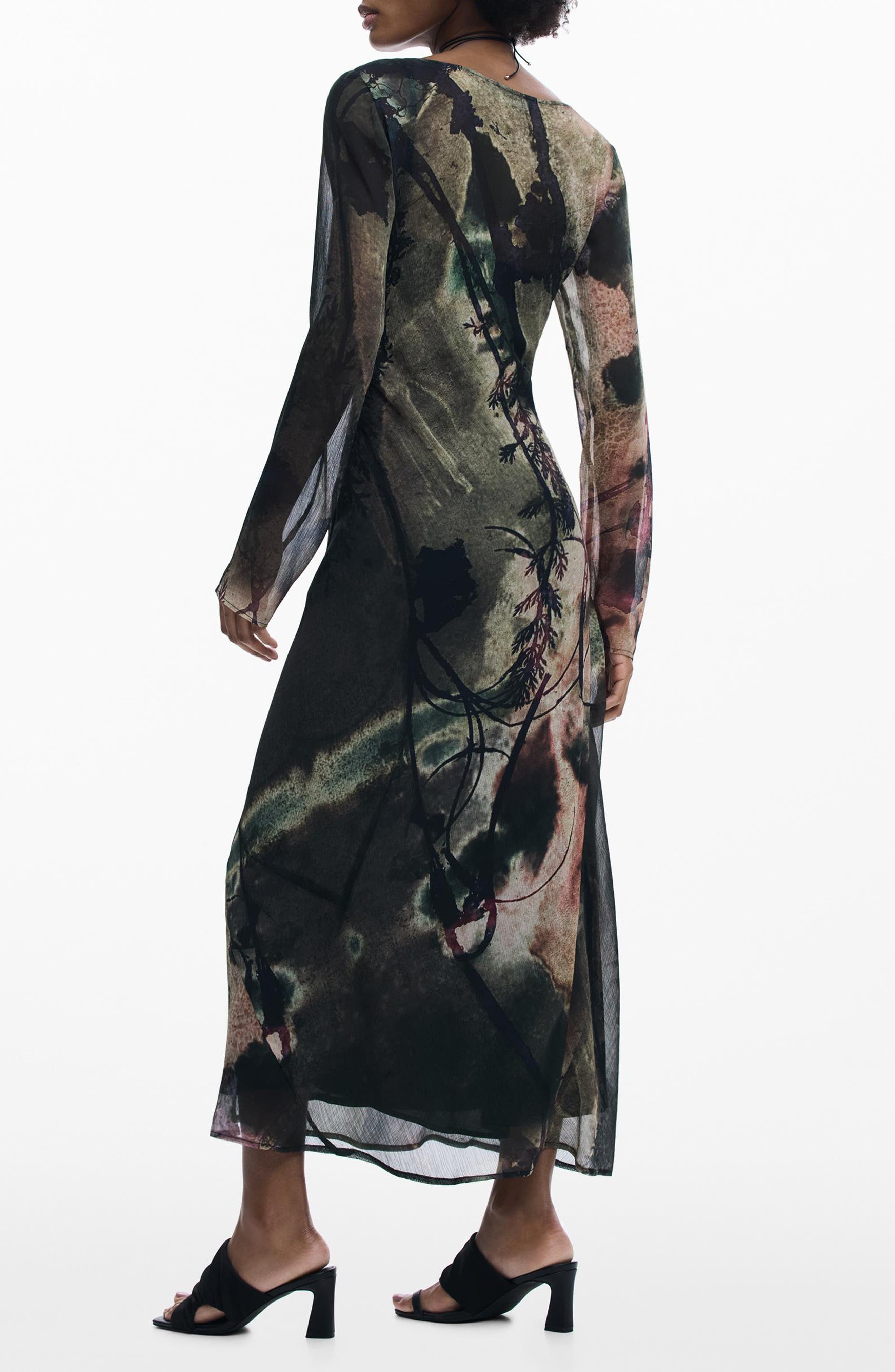 Abstract Print Long Sleeve Dress - image 2
