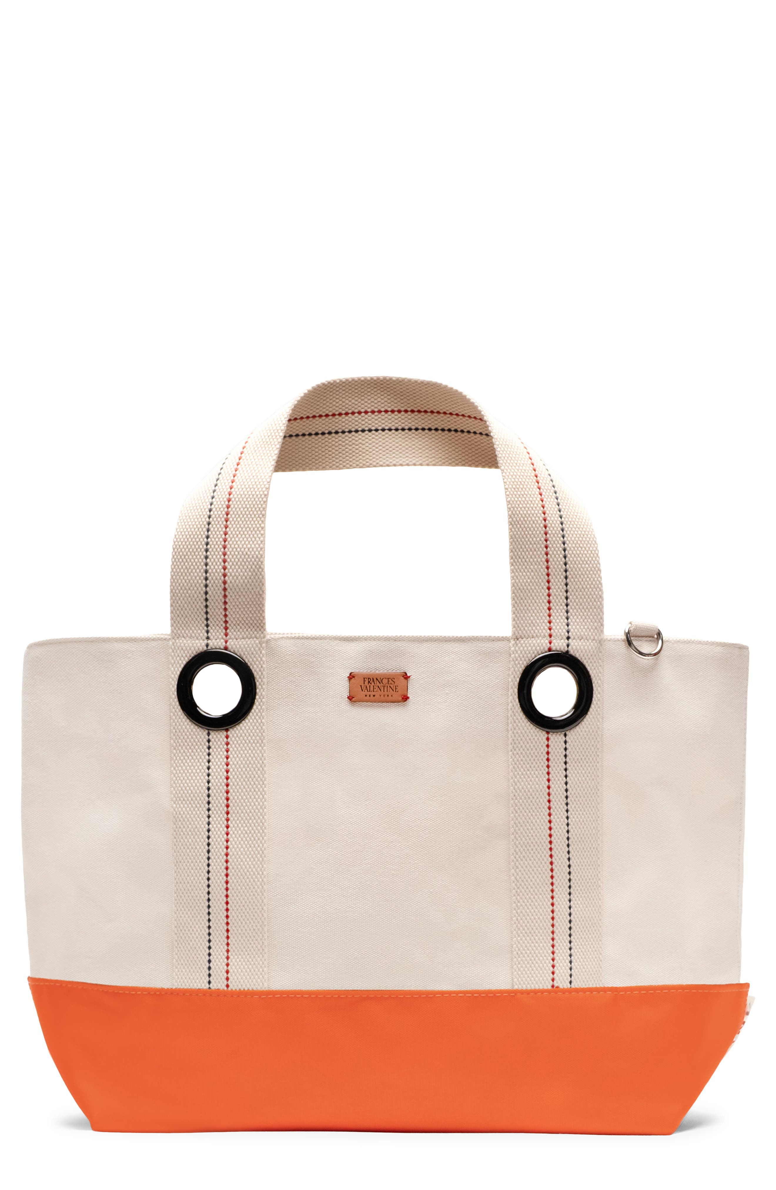Frances Valentine Summer Cotton Canvas Tote, Main, color, Natural/ Orange