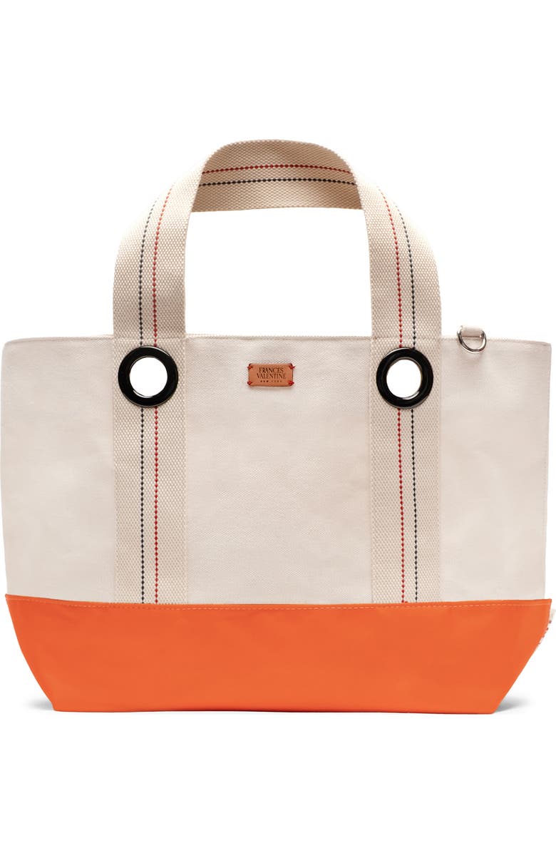 Frances Valentine Summer Cotton Canvas Tote, Main, color, Natural/ Orange