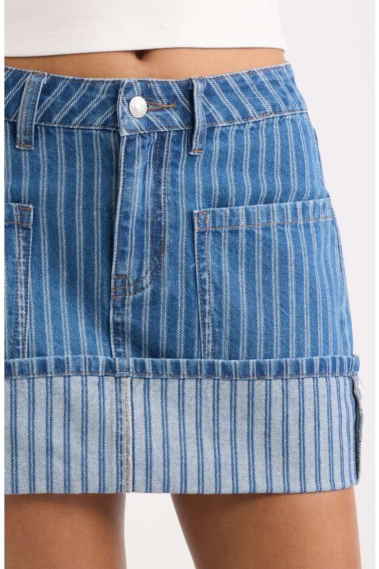 Stripe Jacquard Utility Cuffed Miniskirt, Alternate, color, LIGHT WASH