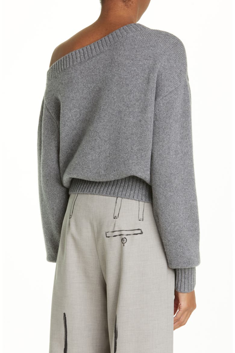 Agnes One-Shoulder Cashmere Cardigan, Alternate, color, GREY