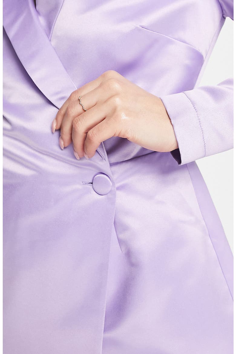 Long Sleeve Satin Blazer Romper, Alternate, color, LILAC