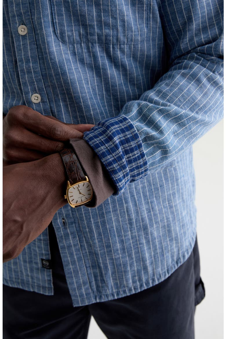 Matteo Reversible Pinstripe Shirt, Alternate, color, RHYTHM PINSTRIPE