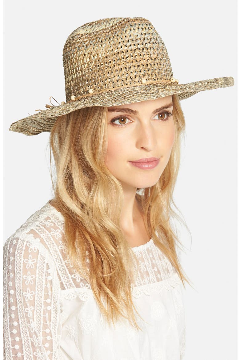 Multicolor Straw Hat, Main, color, BROWN
