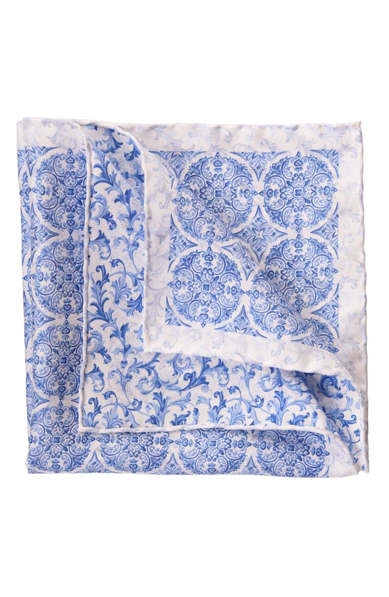 Elizabetta Porto - Double Sided Silk Pocket Square for Men, Main, color, Azure
