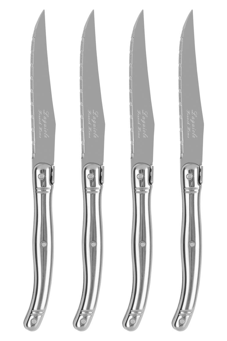 Set of 4 Laguiole Connoisseur Steak Knives, Main, color, SILVER/ STAINLESS-STEEL