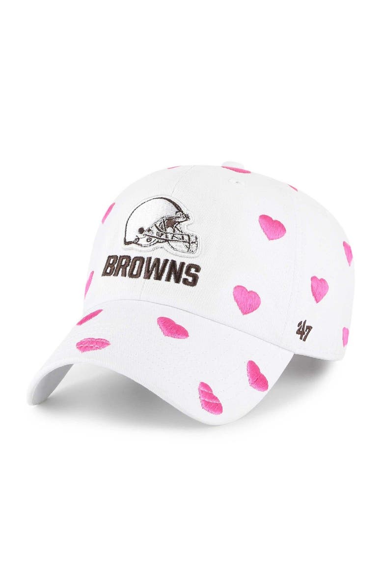 '47 Girls Toddler '47 White Cleveland Browns Surprise Clean Up Adjustable Hat, Main, color, 