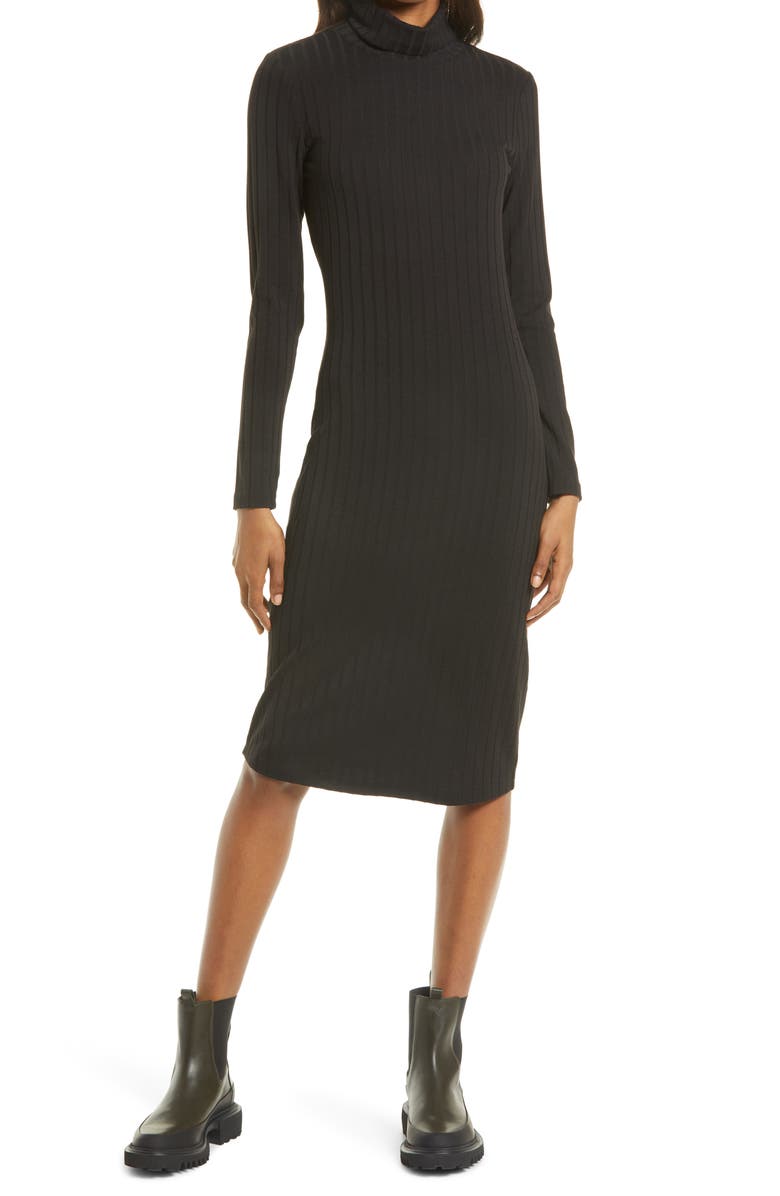 Treasure & Bond Long Sleeve Turtleneck Sweater Dress, Main, color,