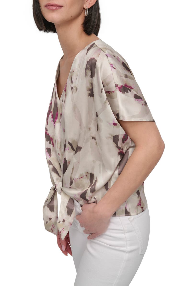 DKNY Abstract Print Tie Front Top, Alternate, color, 