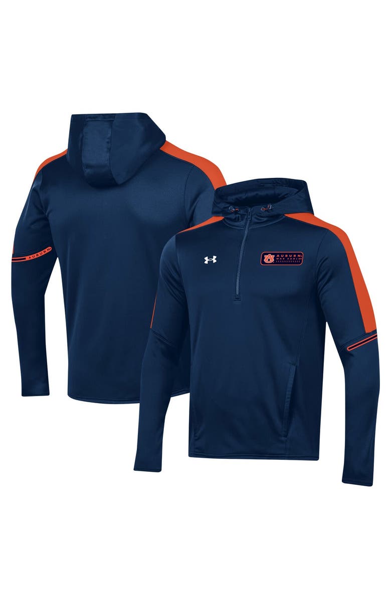 Under Armour Men's Under Armour Navy Auburn Tigers 2023 Sideline Quarter-Zip Hoodie, Main, color, 