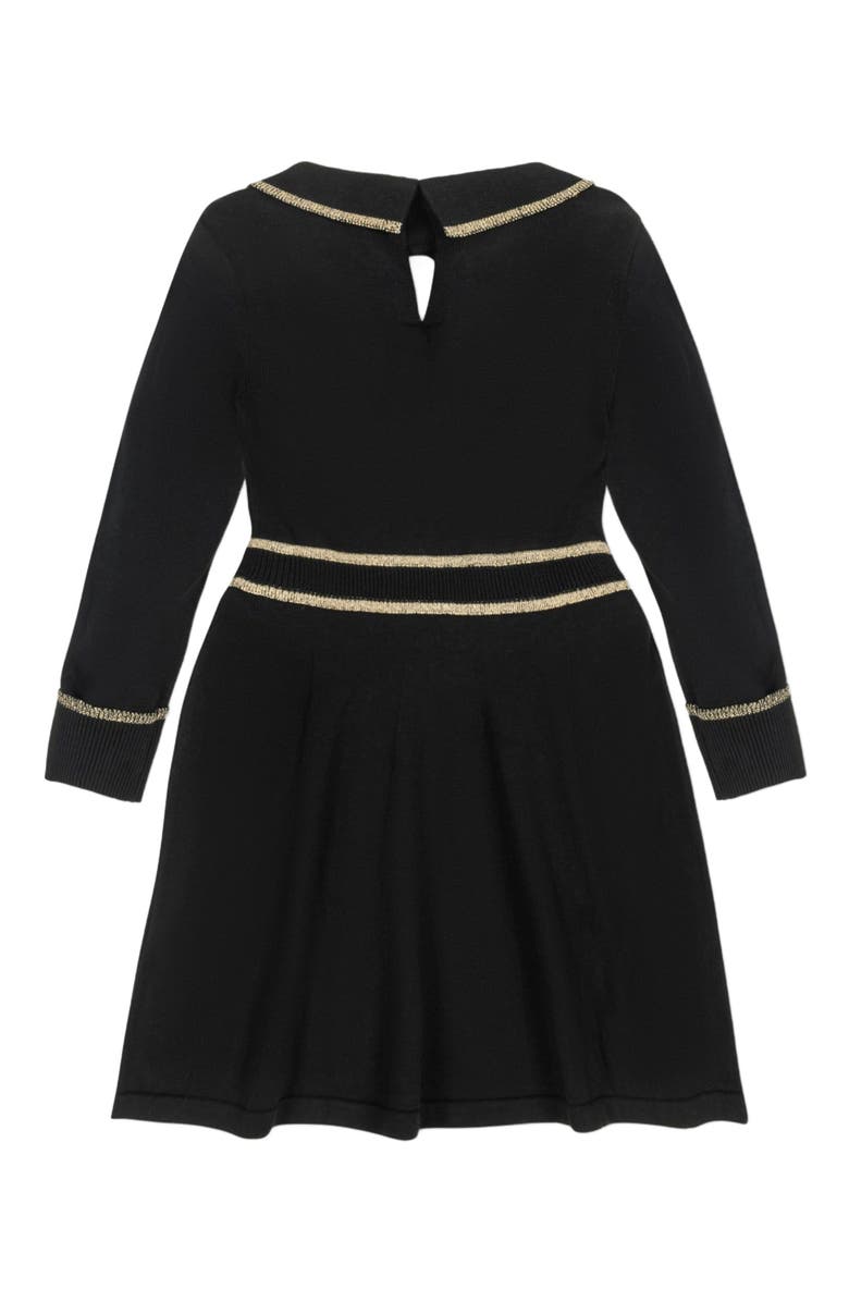 Hope & Henry Baby Girls' Organic Ruffle Collar Sweater Dress, Infant, Alternate, color, Black With Gold
