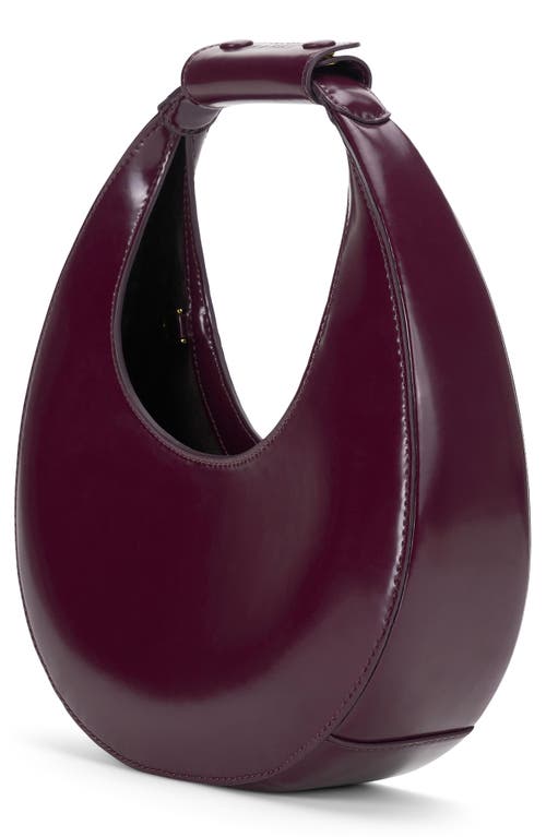 Staud Mini Moon Leather Top Handle Tote In Burgundy