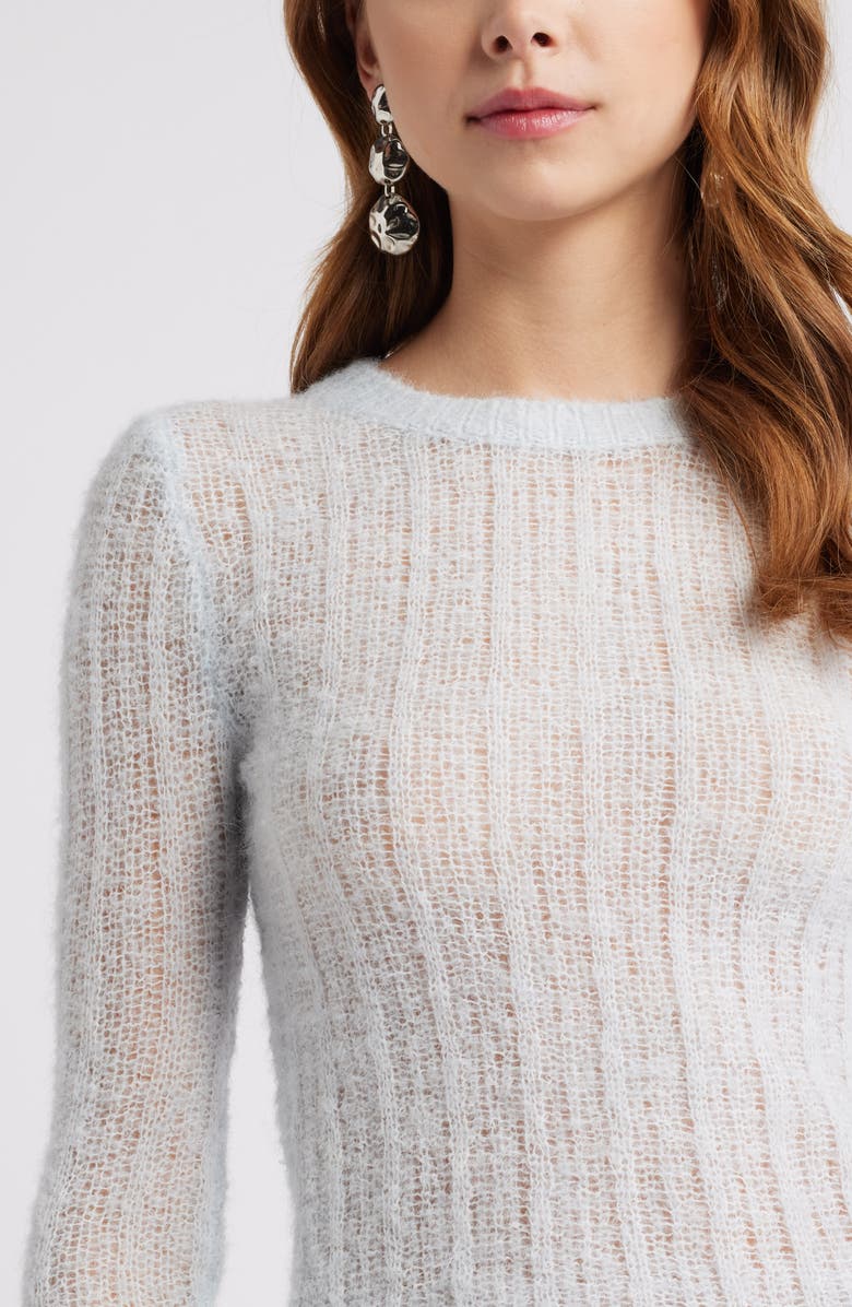 Open Edit Open Knit Fitted Sweater, Alternate, color, Blue Air