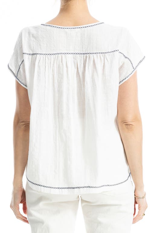 MAX STUDIO MAX STUDIO EMBROIDERED SHORT SLEEVE COTTON BLEND TOP